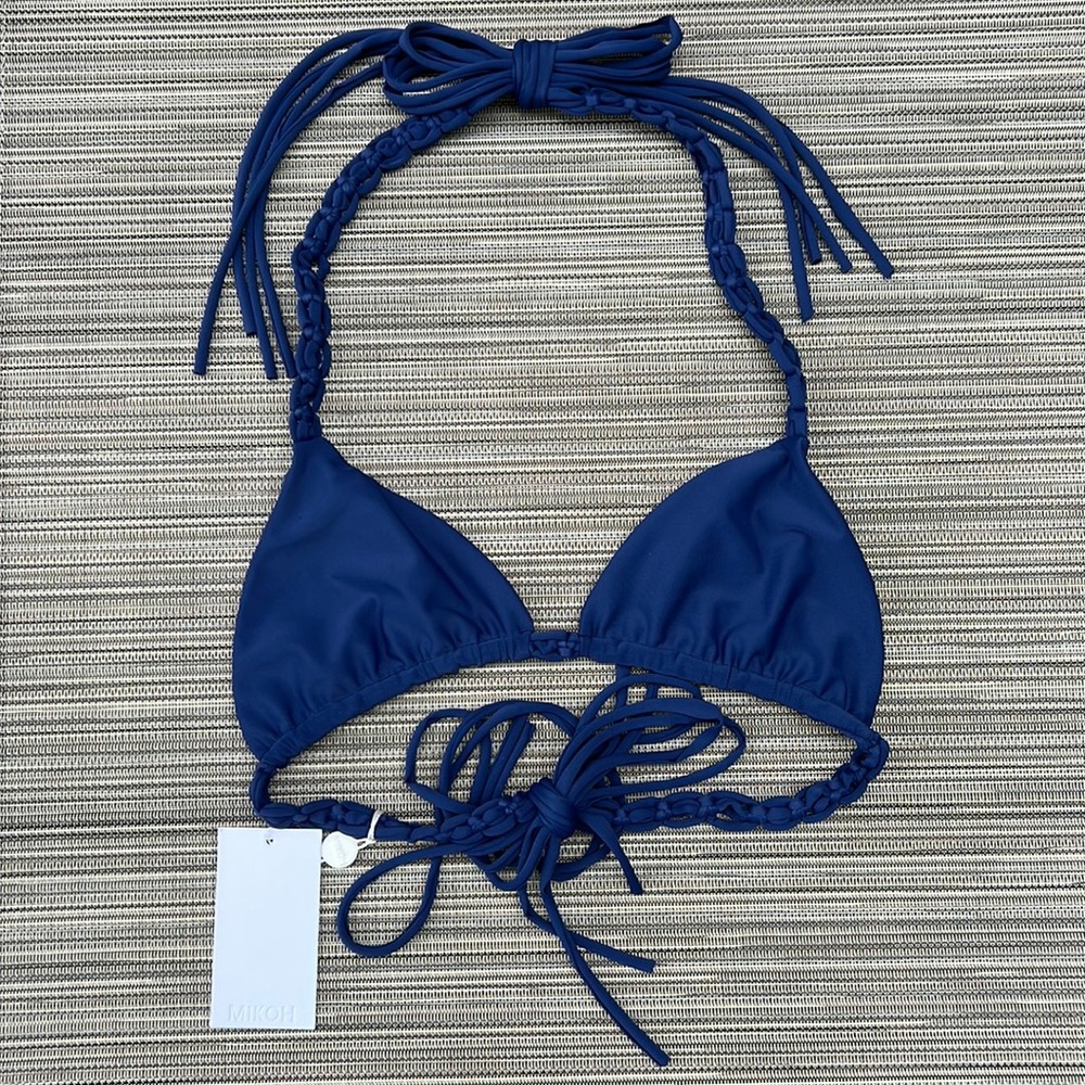 NWT Mikoh Braided Triangle Bikini Top Blue Size Small